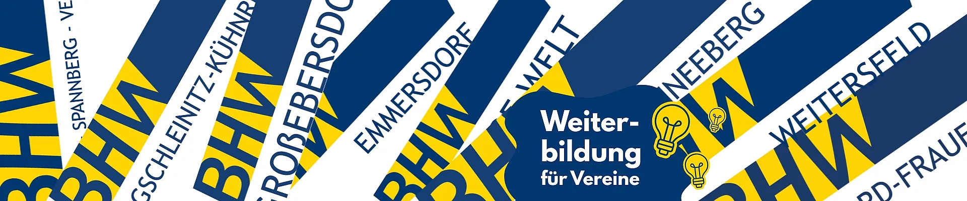 Collage aus durcheinandergewirbelten Logos der BHW Bildungswerke