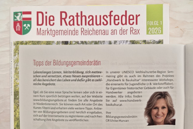 Foto der Gemeindezeitung aus Reichenau an der Rax, der Gemeindefeder.